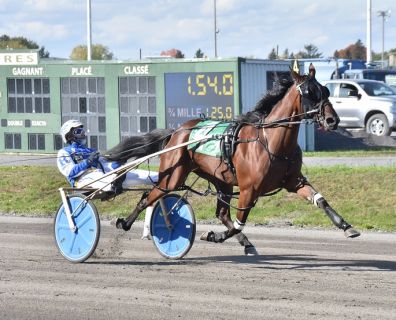 Game Of Shadows and driver Louis Philippe Roy setting track record in Bombardier Pace